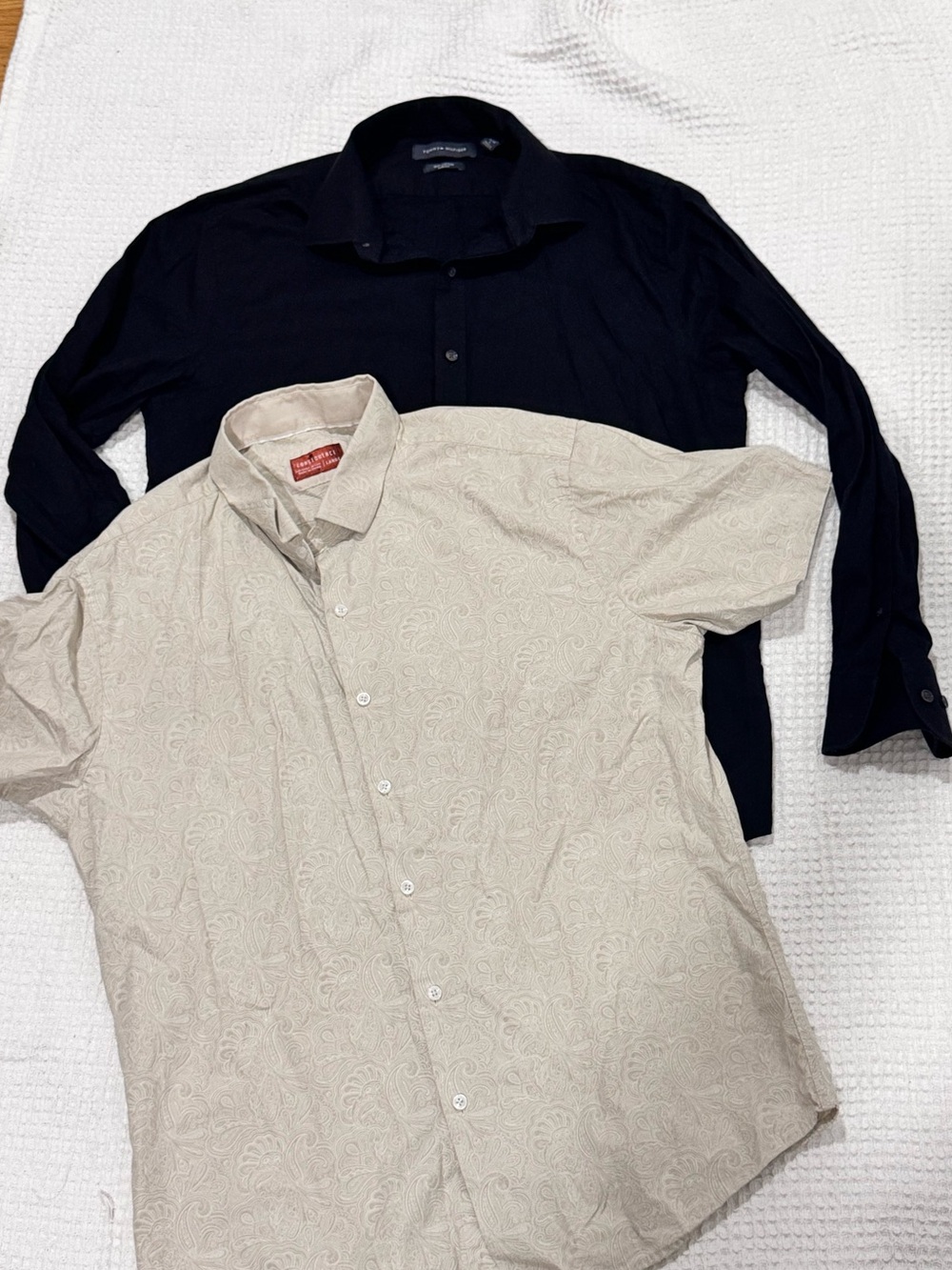 Cotton Men's Short Sleeve ButtonUp Shirt in Light Beige - Casual Printed Shirt L